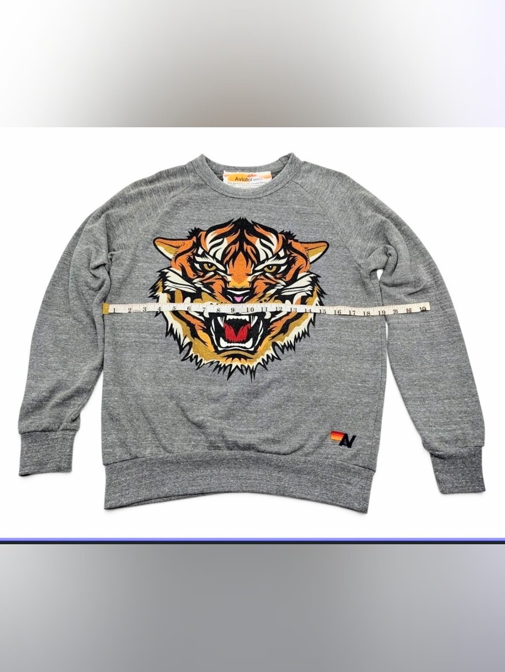 Rare Aviator Nation Tiger Heather Grey Sweatshirt XS - Picture 3 of 6